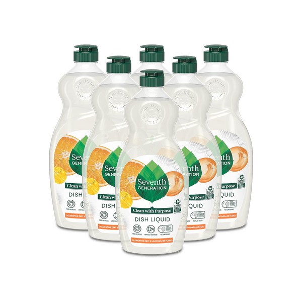 6 Bottles of Seventh Generation Liquid Dish Soap, Clementine Zest & Lemongrass