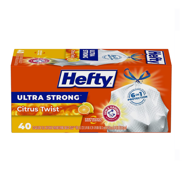 40 bolsas de basura de cocina Hefty, ultrafuertes, de 13 galones de alto
