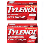 2 Packs of 100 Extra Strength Tylenol 500 mg Caplets