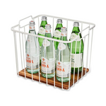 iDesign The Ría Safford Collection Deep Pantry Wire Basket with Acacia Wood