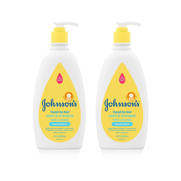 2 Bottles Of Johnson's Head-To-Toe Gentle Baby Body Wash & Shampoo