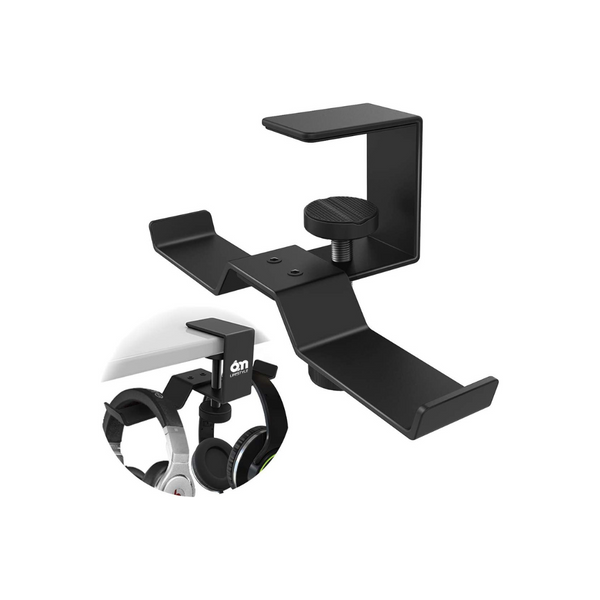 6amLifestyle Under Desk Dual Headphone Hanger Metal Clamp