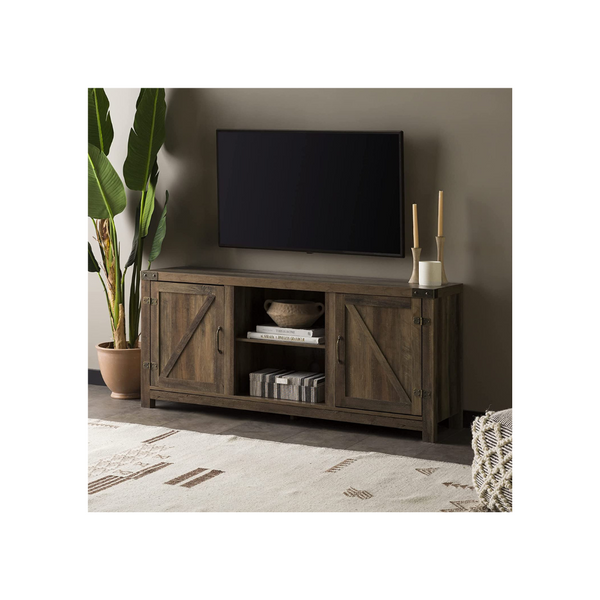 58" Walker Edison Georgetown Modern Farmhouse Double Barn Door TV Stand (Oak)