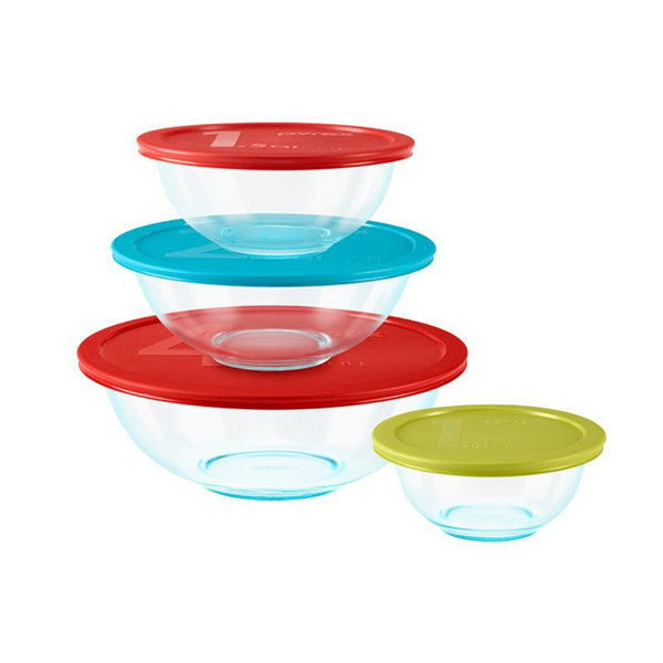 8 Piece Pyrex Glass Mixing Bowl Set