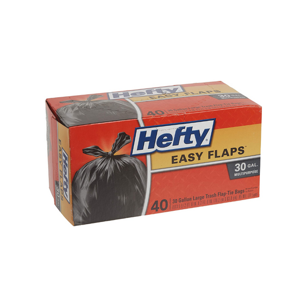 40-Count 30-Gallon Hefty Easy Flaps Multipurpose Large Unscented Trash Bagss