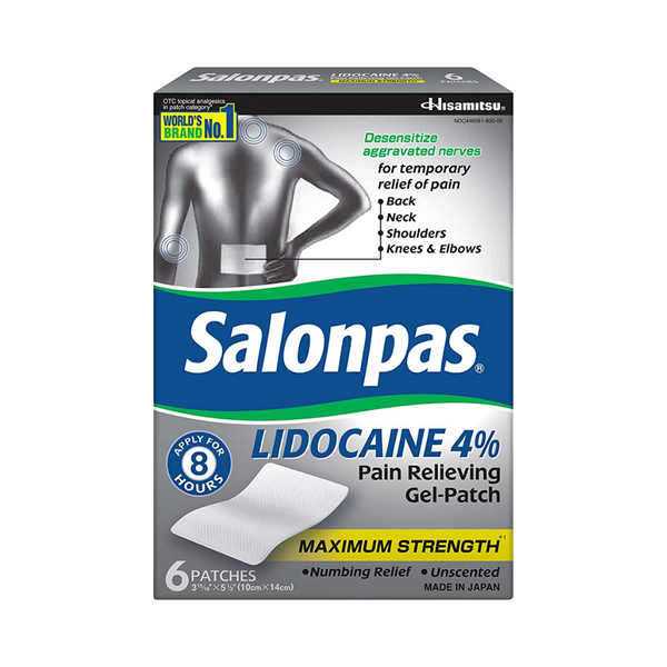 Pack of 6 Salonpas 5-Inch Gel-Patches for Pain Relief