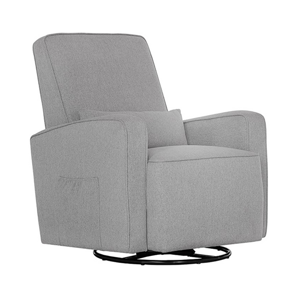 Evolur Holland Upholstered Swivel Glider in Light Grey
