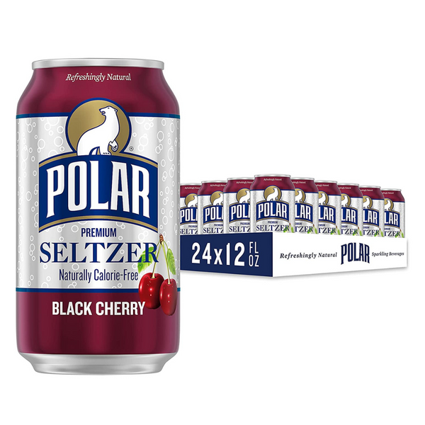 24 Cans Of Polar Seltzer Water Black Cherry