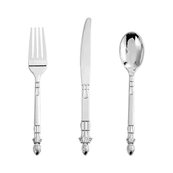 180-Pc Silver Plastic Silverware
