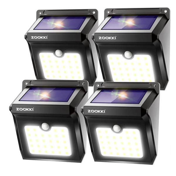 Pack of 4 Solar Motion Sensor Outdoor Lights