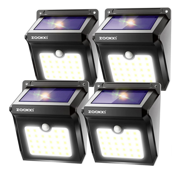 Paquete de 4 luces solares para exteriores con sensor de movimiento