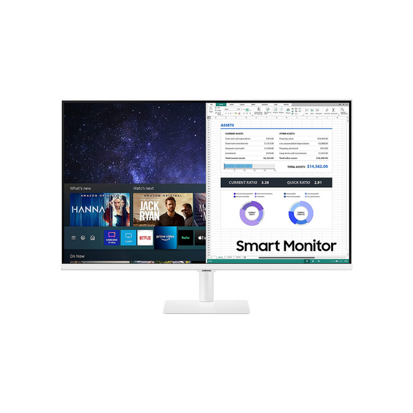 Monitor de computadora inteligente Samsung M50B FHD de 27 "con transmisión de TV (blanco)