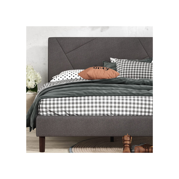 Zinus Judy - Marco de cama tapizado con plataforma Queen (gris)