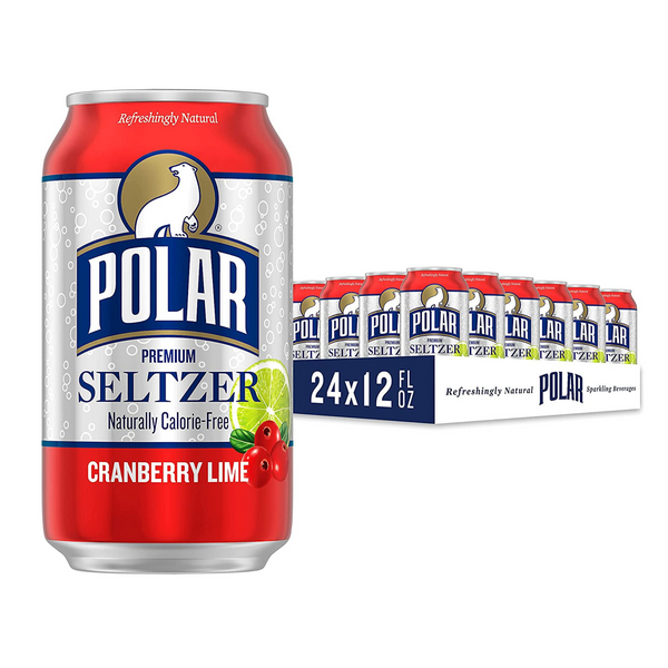 24 Cans Of Polar Seltzer Water Cranberry Lime