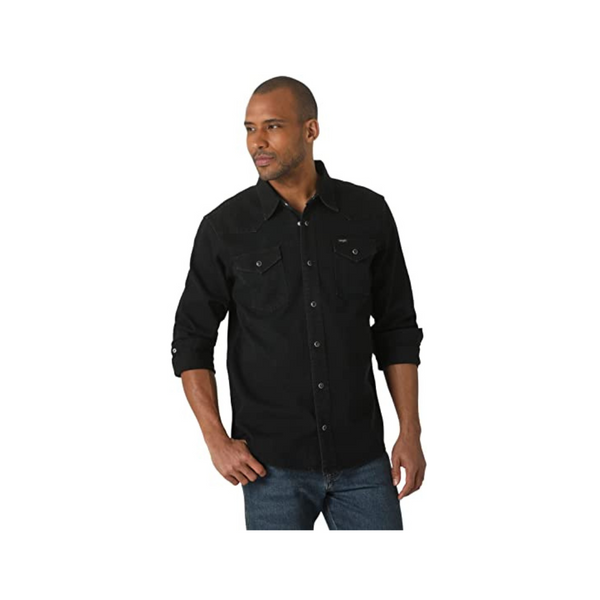 Wrangler Men's Iconic Denim Regular Fit Snap Shirt