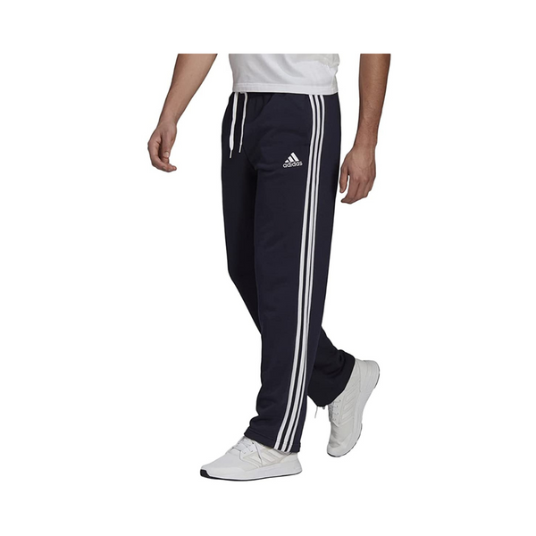 Adidas Pantalones Essentials de forro polar con dobladillo abierto y 3 rayas para hombre