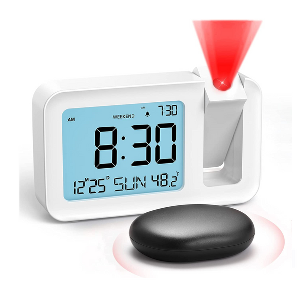 Bed Shaker With Projection Alarm Clock