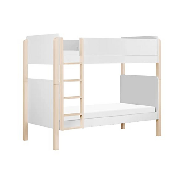 babyletto Tiptoe Bunk Bed in White and Washed Natural