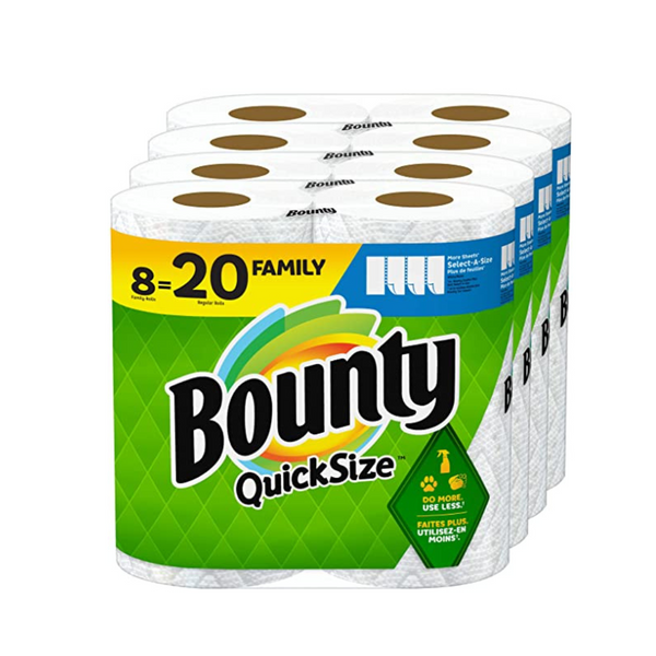 Bounty Quick Size Paper Towels, White, 8 Family Rolls