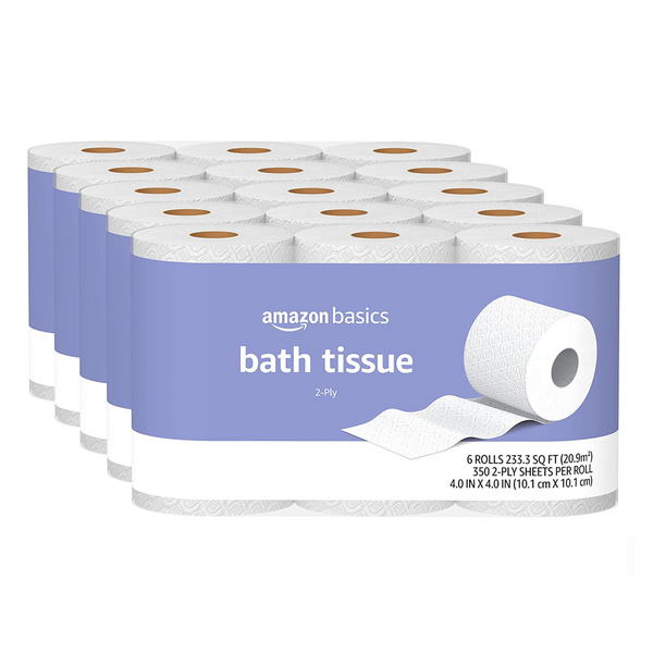 30 Rolls Of Amazon Basics 2-Ply Toilet Paper