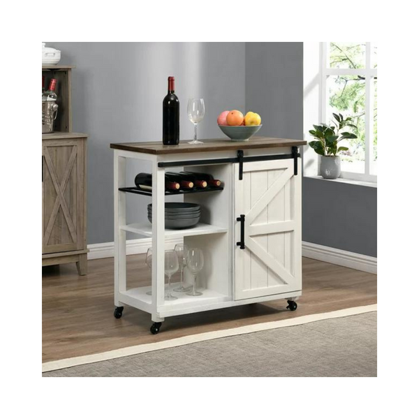 FirsTime & Co. Westport Sliding Barn Door Farmhouse Style Kitchen Cart