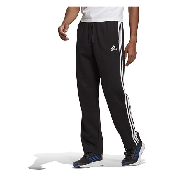 adidas Essentials - Pantalones de forro polar con dobladillo abierto y 3 rayas para hombre