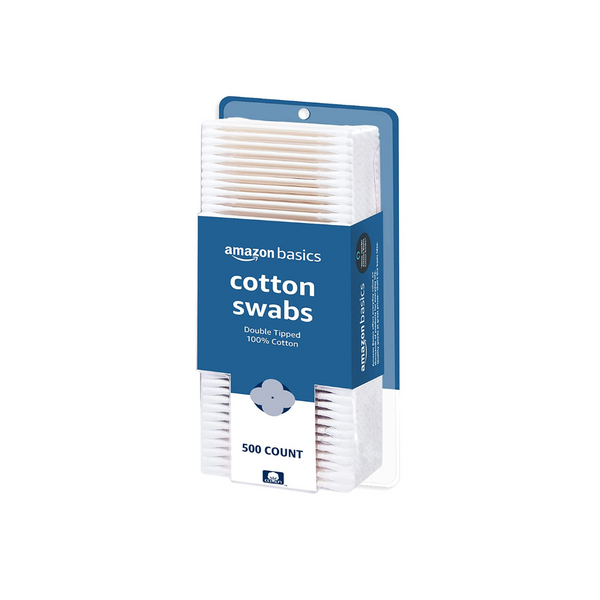 Hisopos de algodón Amazon Basics, 500 unidades, 1 paquete