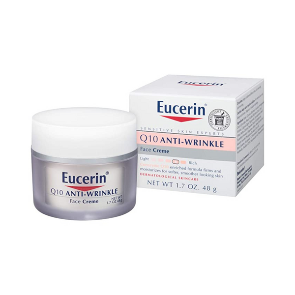 2 Jars of Eucerin Q10 Anti-Wrinkle Unscented Face Cream