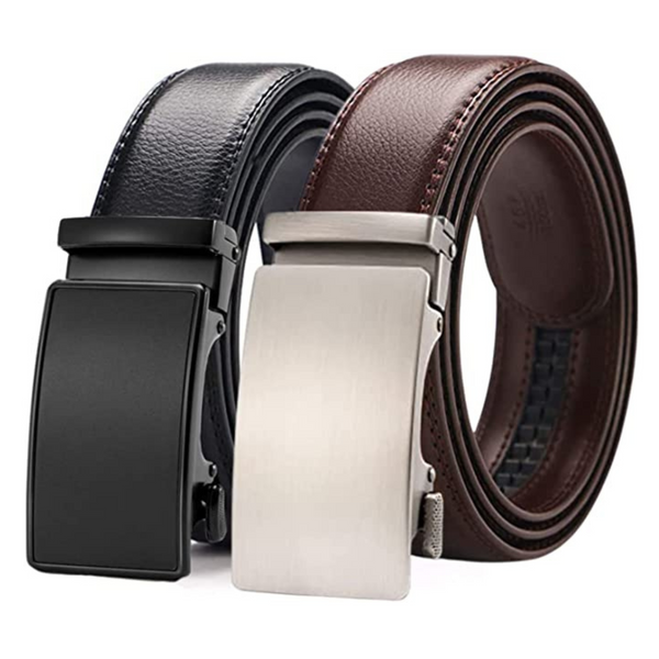 Pack Of 2 Men's Leather Adjustable Belts (2 Styles)