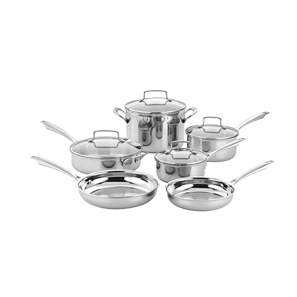 Cuisinart TPS-10 Juego de utensilios de cocina clásicos de tres capas de rendimiento profesional de 10 piezas