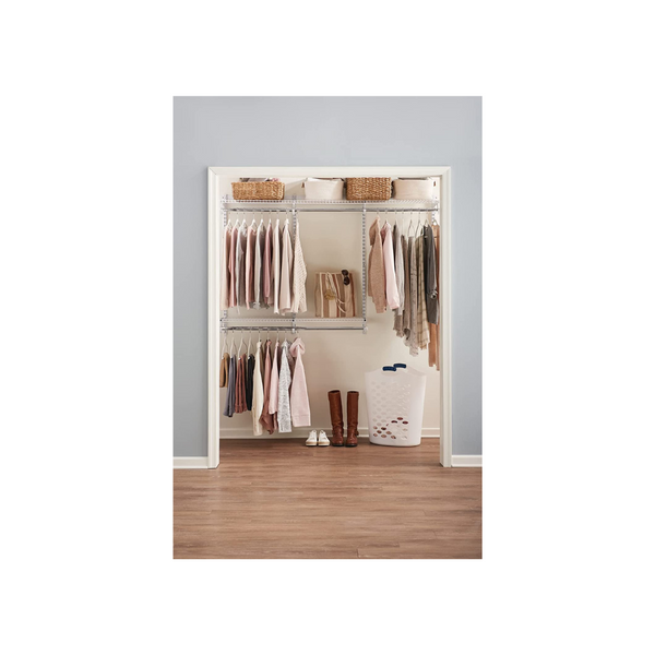 Kit de armario clásico Rubbermaid Configurations, blanco, 3-6 pies, kit de estantería de alambre