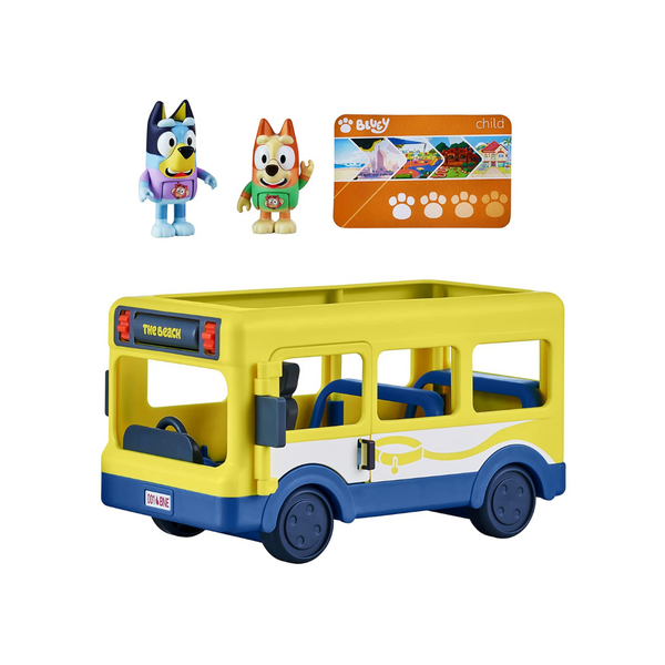 Autobús de juguete Bluey's Brisbane Adventure con figuras de Bluey y Bingo