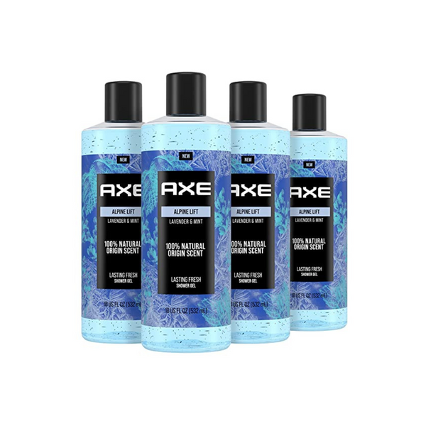4 Bottles of AXE Body Wash For Men Alpine Lift, Skin Care