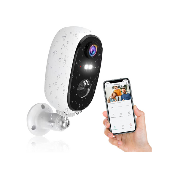 Rechargeable Outdoor Security Camera, Spotlight Siren Alarm