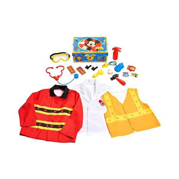 Disney Junior Mickey Mouse Helping Hands Dress Up Trunk Juego de simulación de 19 piezas