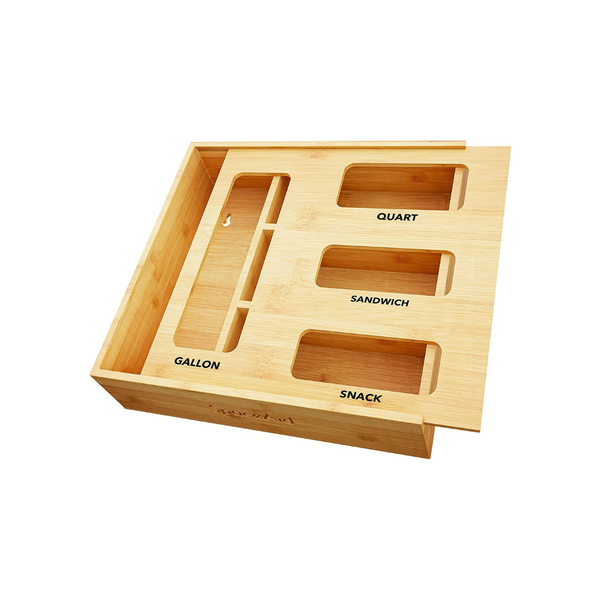 Organizador de almacenamiento de bambú SpaceAid con 21 etiquetas adhesivas (1 caja con 4 ranuras)