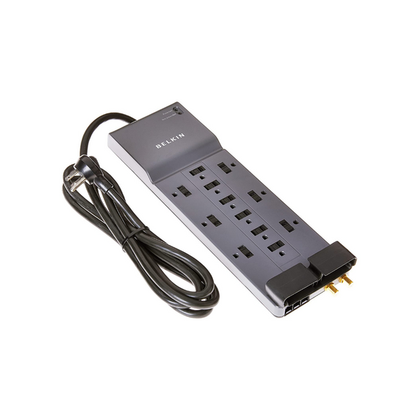 Belkin Power Strip Surge Protector - 12 AC Multiple Outlets & 8 ft Long Flat Plug - 3 Pack