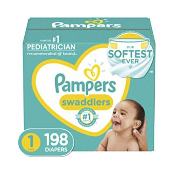 Diapers Size 1/Newborn, 198 Count - Pampers Swaddlers Disposable Baby