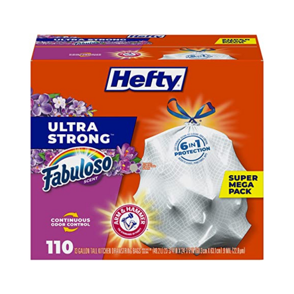 110-Count Hefty Ultra Strong Tall Kitchen Trash Bags, Fabuloso Scent