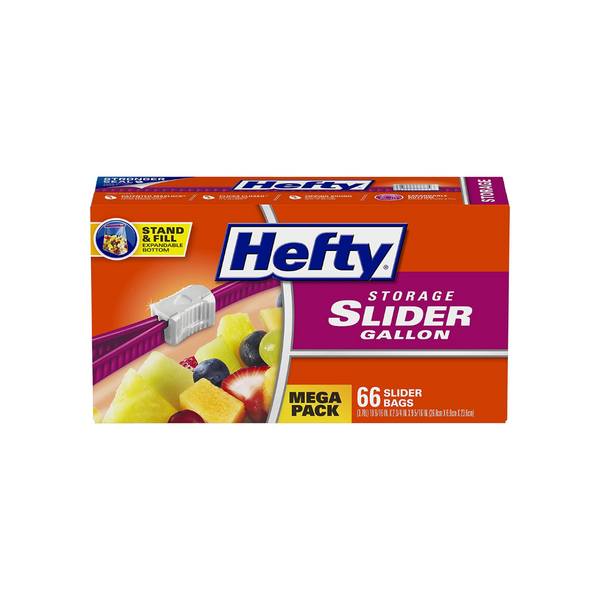 66-Ct Hefty Gallon Sized Slider Storage Bags