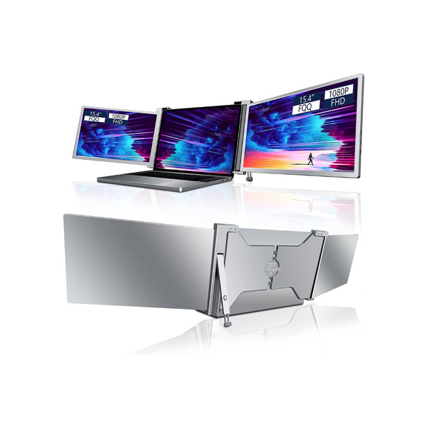 Monitor portátil triple de 15,4", extensor de pantalla para portátil 1080P FHD