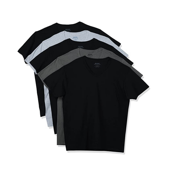 5 camisetas Gildan con cuello en V para hombre, (talla pequeña)