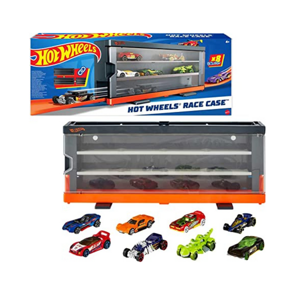 Estuche de carreras con pantalla interactiva para 12 autos Hot Wheels