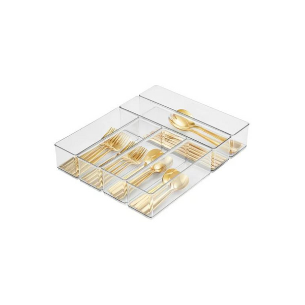 The Home Edit 6 Piece Kitchen Drawer Edit, Clear Plastic Storage System