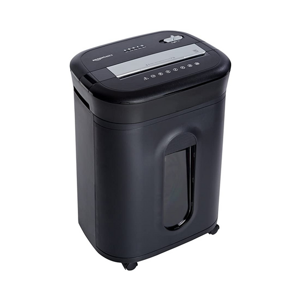 Amazon Basics Trituradora de oficina de tarjetas de crédito y papel de corte transversal de 15 hojas