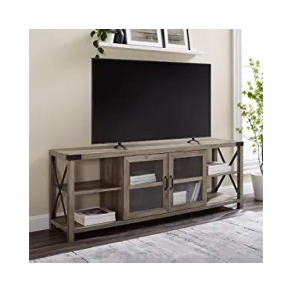 Walker Edison Rustic Modern Farmhouse Metal and Wood TV Stand