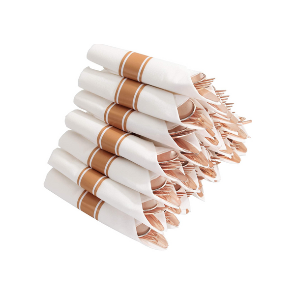 Set of 30 Packs, Rose Gold Plastic Silverware