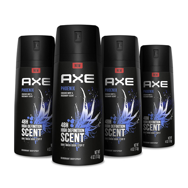 4 Cans Of Axe Body Spray Deodorant