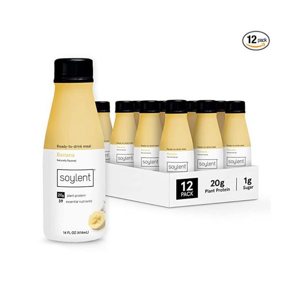 12 Bottles of Soylent Meal Replacement Shake, Banana, 20g Plant Based Protein