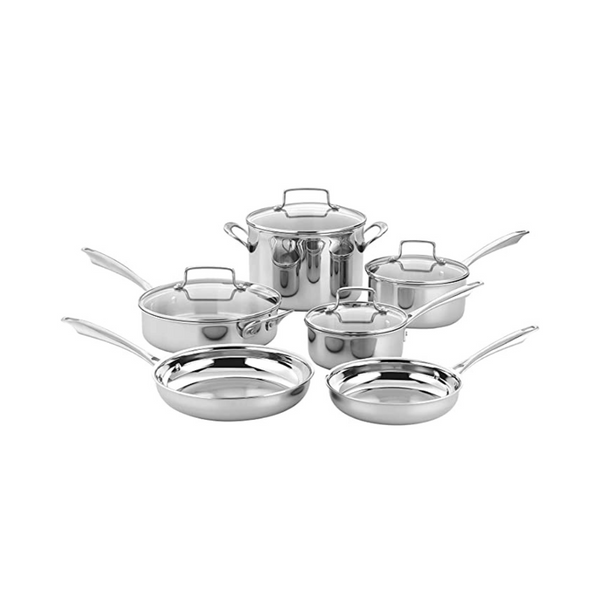 Cuisinart TPS-10 Professional Performance Tri-Ply 10-Piece Classic Cookware Set